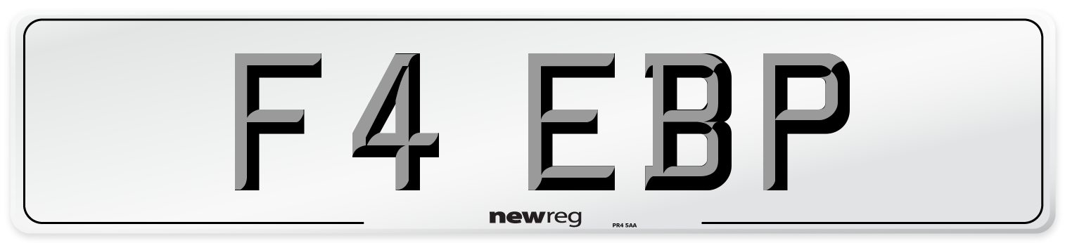 F4 EBP Number Plate from New Reg